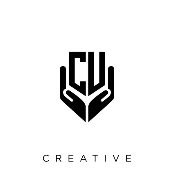 Mão Escudo Logotipo Design Vetor Ícone Símbolo Luxo — Vetor de Stock