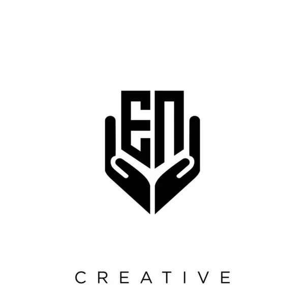 Hand Shield Logo Design Vector Icon Symbol Luxury — Stock Vector