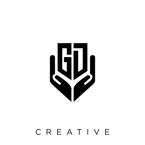 Hand Shield Logo Design Vector Icon Symbol Luxury — Stock Vector