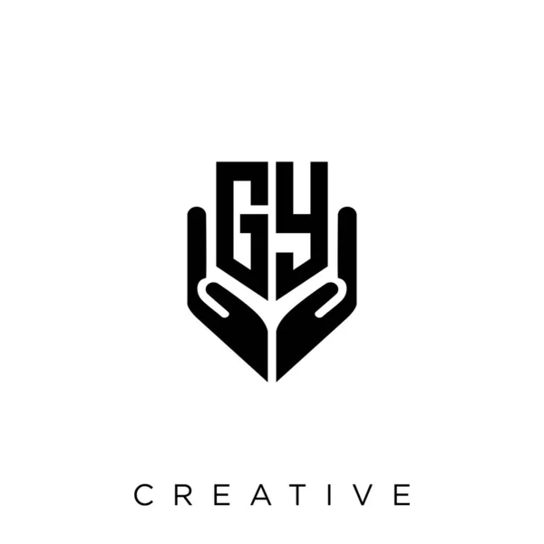 Hand Shield Logo Tasarımı Vektör Simgesi Lüksü — Stok Vektör