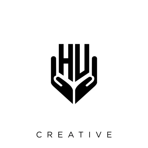 Hu或Hv手盾标志设计矢量图标奢侈品 — 图库矢量图片