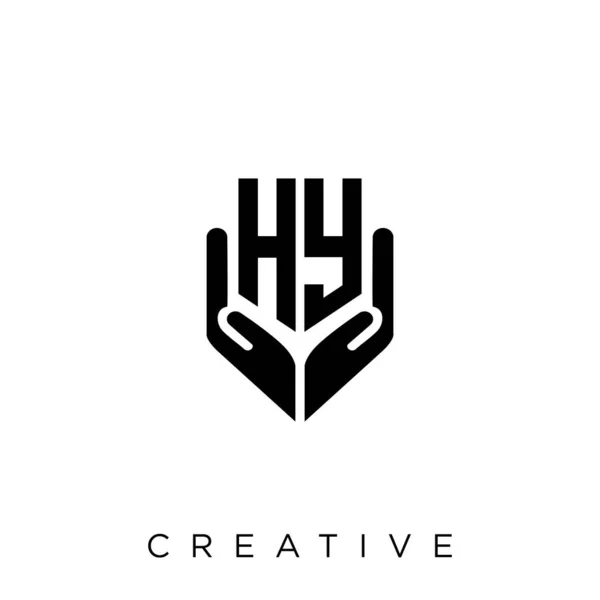 Ruční Štít Logo Design Vektor Ikona Symbol Luxus — Stockový vektor