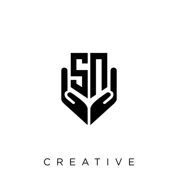 Ruční Štít Logo Design Vektorové Ikony Symbol Luxus — Stockový vektor