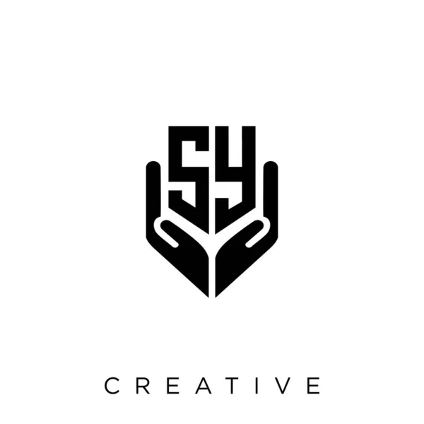 Hand Shield Logo Design Vector Icon Symbol Luxury — Stock Vector