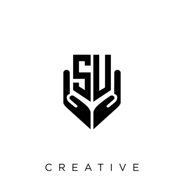 Χέρι Ασπίδα Λογότυπο Σχεδιασμό Διάνυσμα Σύμβολο Πολυτελείας — Διανυσματικό Αρχείο