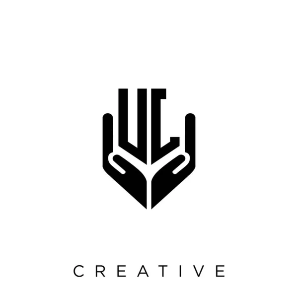 Escudo Mano Logotipo Diseño Vector Icono Símbolo Lujo — Vector de stock