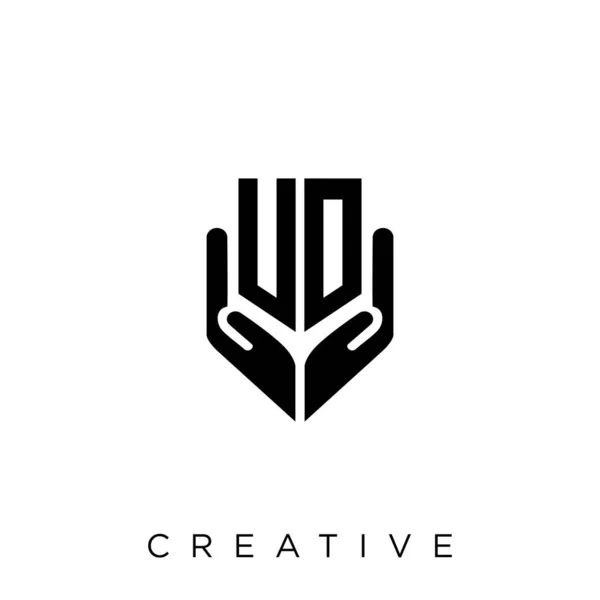 Escudo Mano Logotipo Diseño Vector Icono Símbolo Lujo — Vector de stock