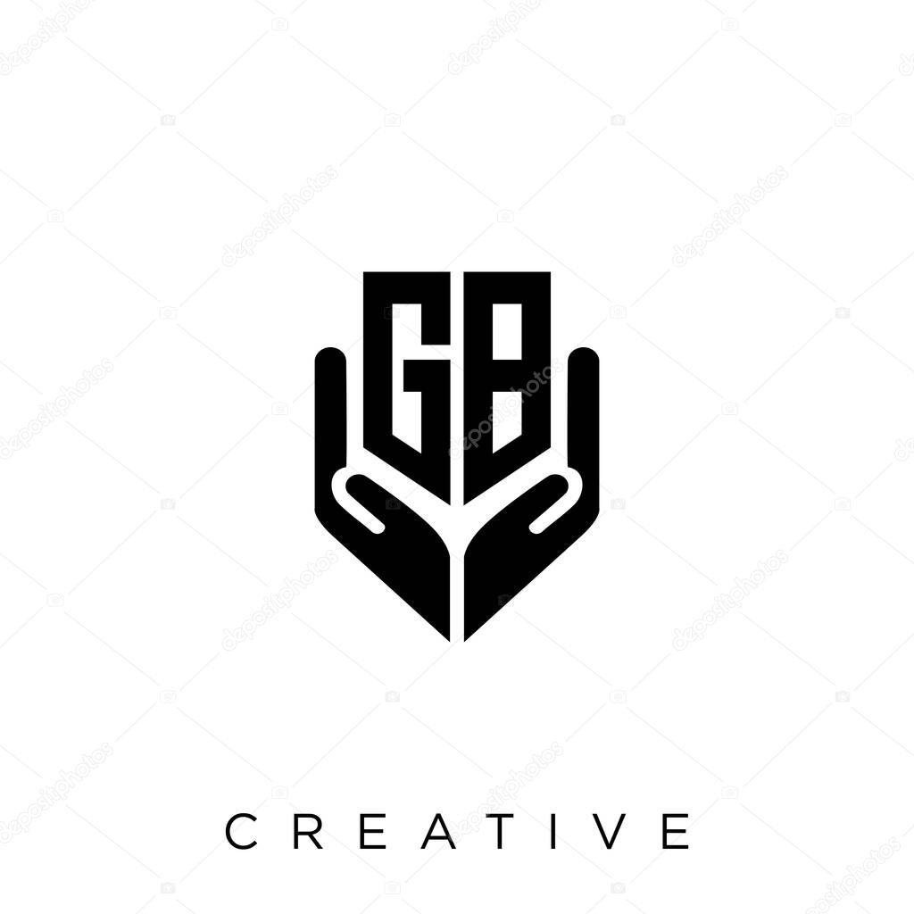 Gb hand shield  logo design vector icon symbol luxury