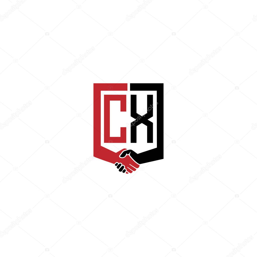 cx logo hand deal design vector icon