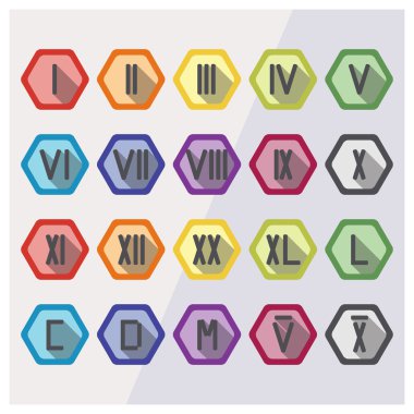 Romen rakamları düz Icon set
