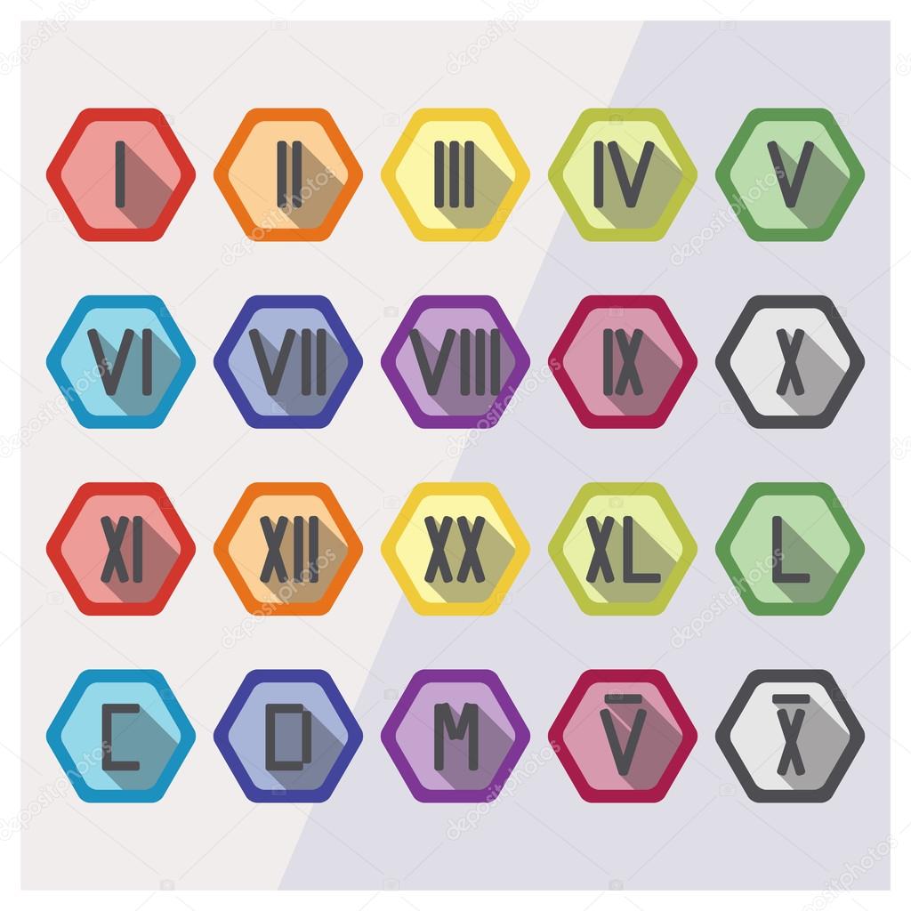 Roman Numerals Flat Icon Set Stock Vector C Daneeshe 104015824