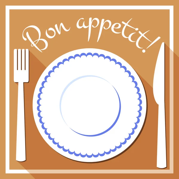 Bon appetit flat icon with cutlety — Stock Vector