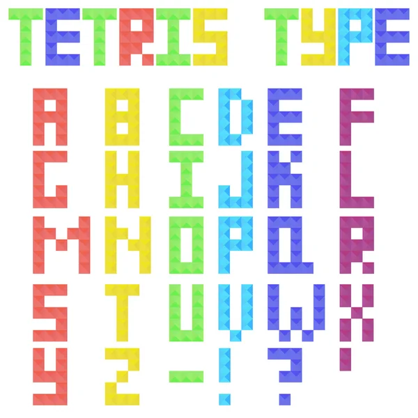 Tetris Latin type from colored pieces — Stock Vector