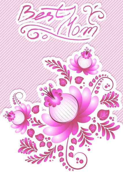 Tarjeta de felicitación con adorno floral rosa — Vector de stock