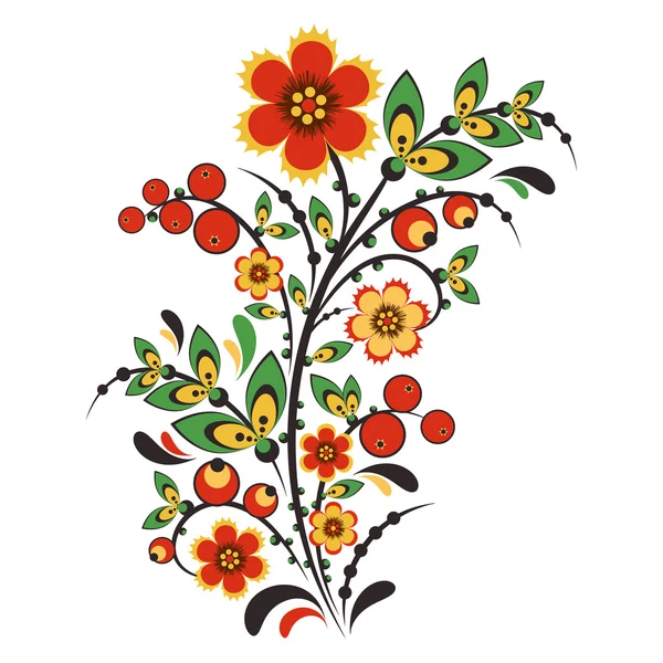 Floral ornament in Hohloma style. Russian folklore — Stock Vector