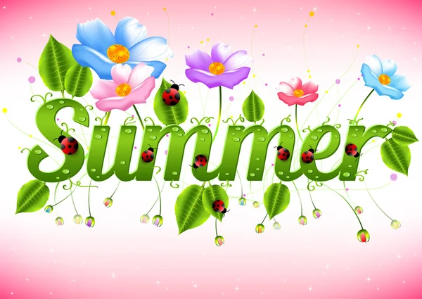 Sommer positive Glückwunschpostkarte mit Sommeranfang — Stockvektor
