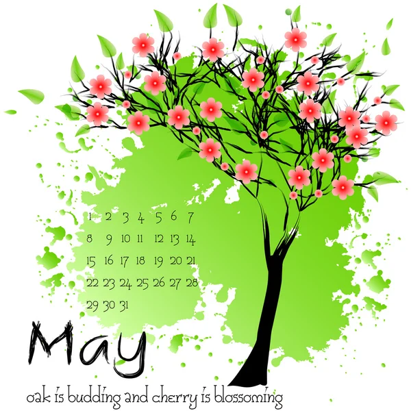 Fondo de la naturaleza abstracta con árbol de primavera. Mayo — Vector de stock