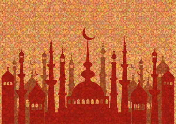 Latar belakang kartu pada bulan Ramadhan - Stok Vektor