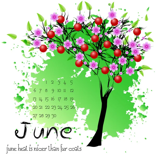 抽象的自然背景与夏天树。6 月 — 图库矢量图片