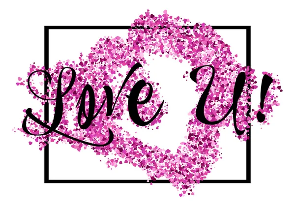 Love You. Card with lettering declaration of love — Stock Vector