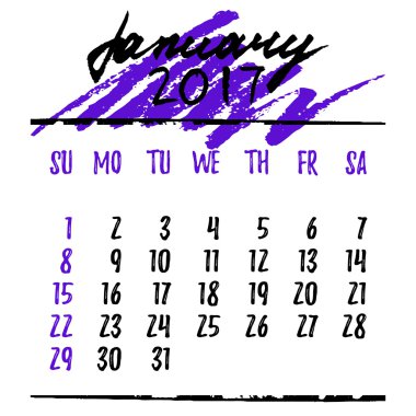 Takvim kılavuzu ile yazı 2017. Ocak