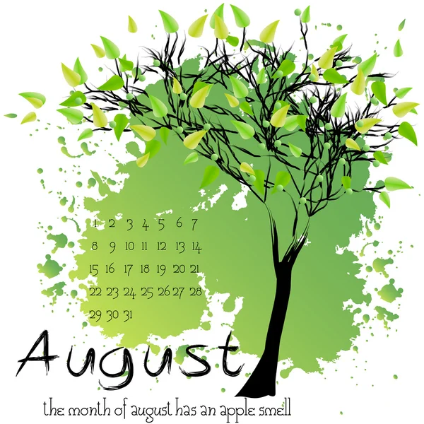 Fundo de natureza abstrato com árvore de verão. Agosto — Vetor de Stock