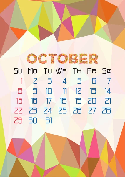 Αφηρημένα φόντο με πολυγωνικό στολίδι. Οκτωβρίου — Διανυσματικό Αρχείο