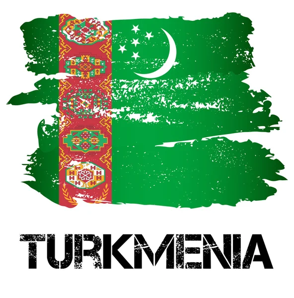 Σημαία της Turkmenia από τα κτυπήματα βουρτσών — Διανυσματικό Αρχείο