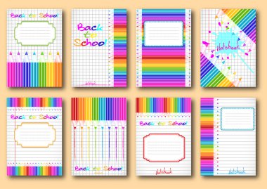 Okul defter kapakları kümesi