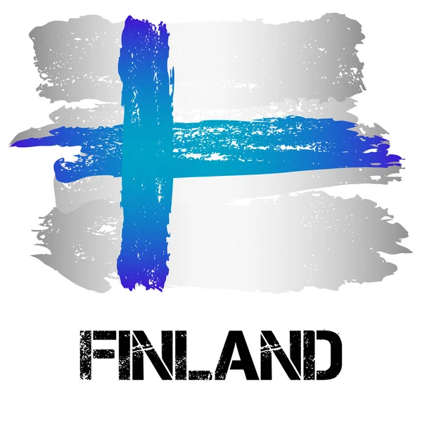 Finská vlajka z tahů štětce — Stockový vektor