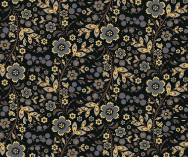 Çiçekler Hohloma tarzı ile sorunsuz çiçek desenli