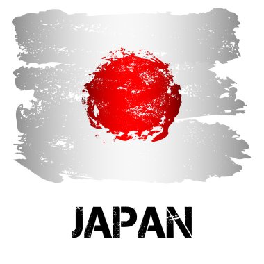 Japonya bayrağı üzerinden fırça darbeleri