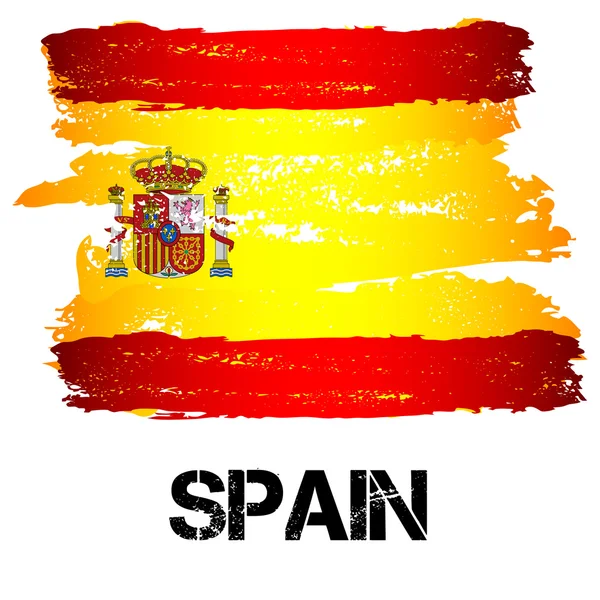 Bandera de España de trazos de pincel — Vector de stock