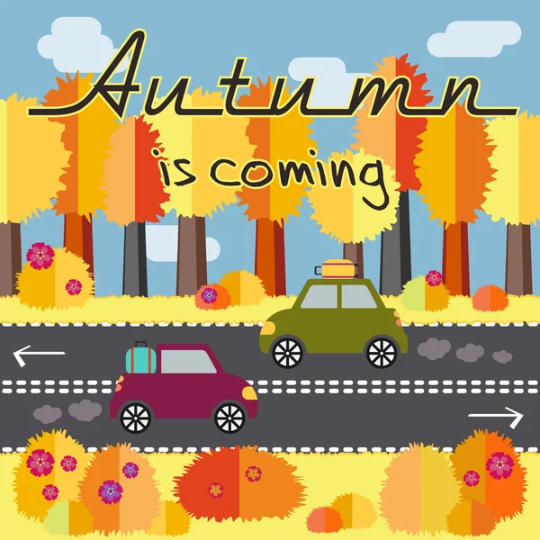 L’automne est à venir illustration plat concept — Image vectorielle