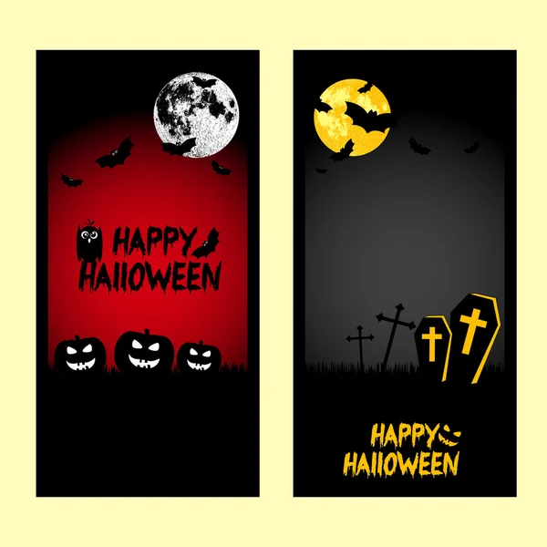 Banners de férias em tema de Halloween — Vetor de Stock