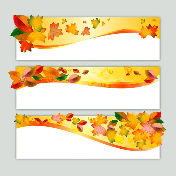 Banderas de otoño con hojas naranjas — Vector de stock