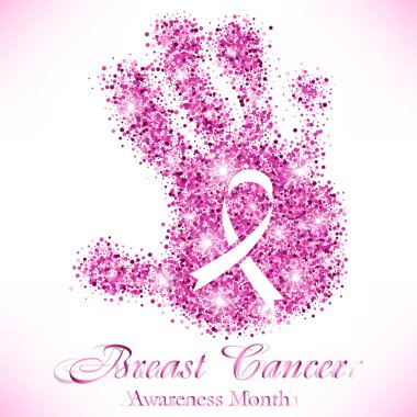 Glitter ile şerit içinde pembe el şekli