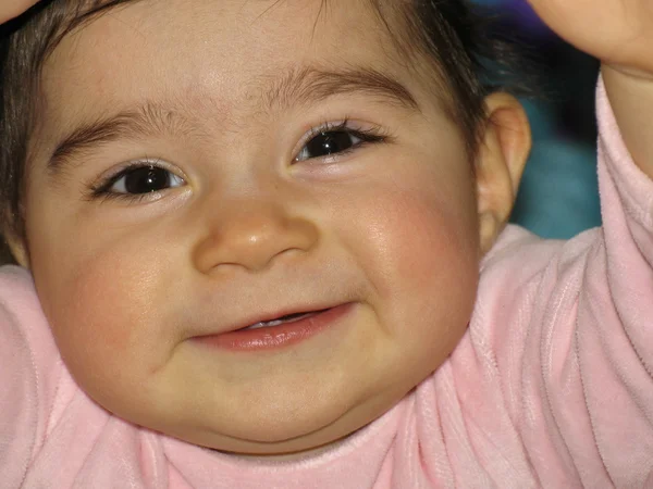 Close up of the baby face with first teeth — Stock Photo, Image