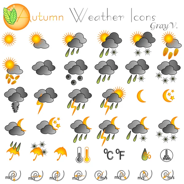 Iconos del clima otoñal — Archivo Imágenes Vectoriales