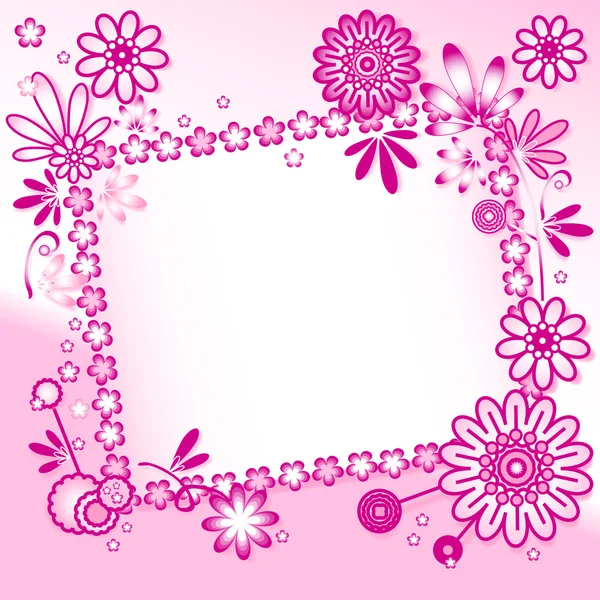 花の飾りとピンクの背景 — ストックベクタ