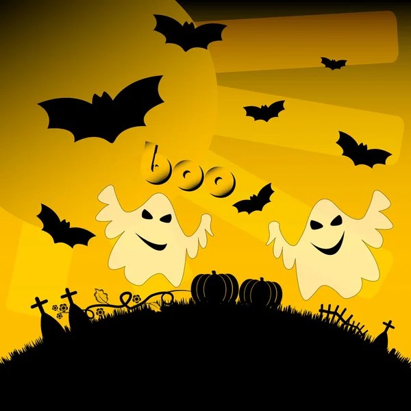 Illustrazione di festa sul tema di Halloween. Auguri di Buon Halloween. Dolcetto o scherzetto — Vettoriale Stock