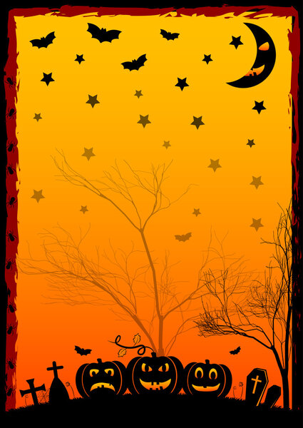 Holiday illustration on theme of Halloween. Wishes for Happy Halloween. Trick or treat