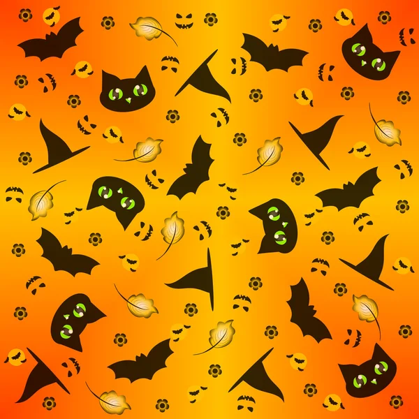 Sfondo senza cuciture nei colori giallo, arancione e nero sul tema di Halloween — Vettoriale Stock