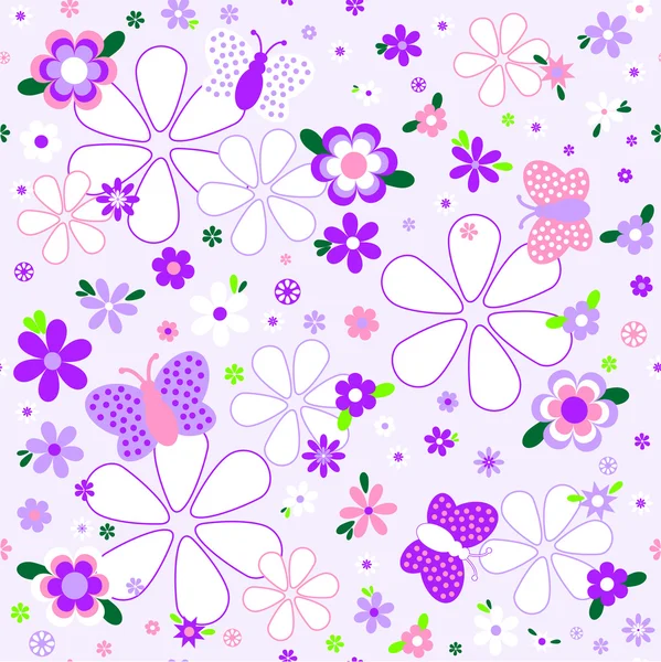 Seamless floral pattern in violet tones — Stock Vector