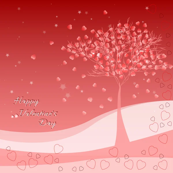 Ευχετήρια κάρτα διακοπών με το δέντρο της αγάπης για την ημέρα του Αγίου Βαλεντίνου. 14 Φεβρουαρίου - ημέρα για όλους τους λάτρεις — Διανυσματικό Αρχείο