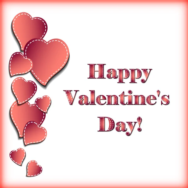 Tarjeta festiva con corazones sobre fondo blanco para el día de San Valentín. 14 de febrero - día para todos los amantes — Vector de stock