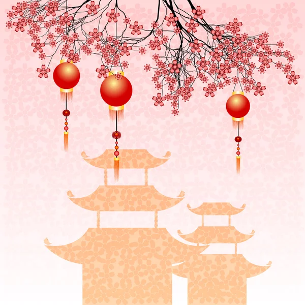 Tarjeta postal de vacaciones para el Año Nuevo Chino 2015 — Vector de stock