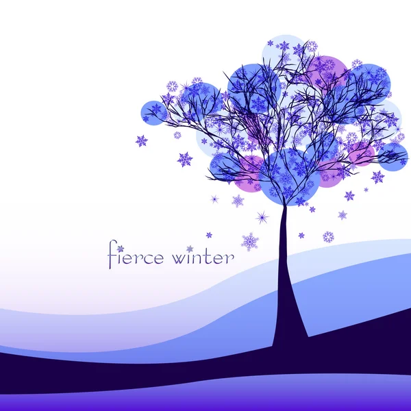 Abstract nature background with tree. Cruel winter — Stock Vector