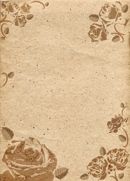 Paper in beige color tone with ornament in form of roses — Stock Photo, Image