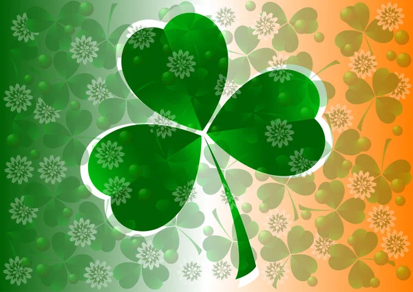 Kerstkaart op St. Patrick de dag. 17 maart - dag van goed geluk, geluk shamrocks en kabouters — Stockvector